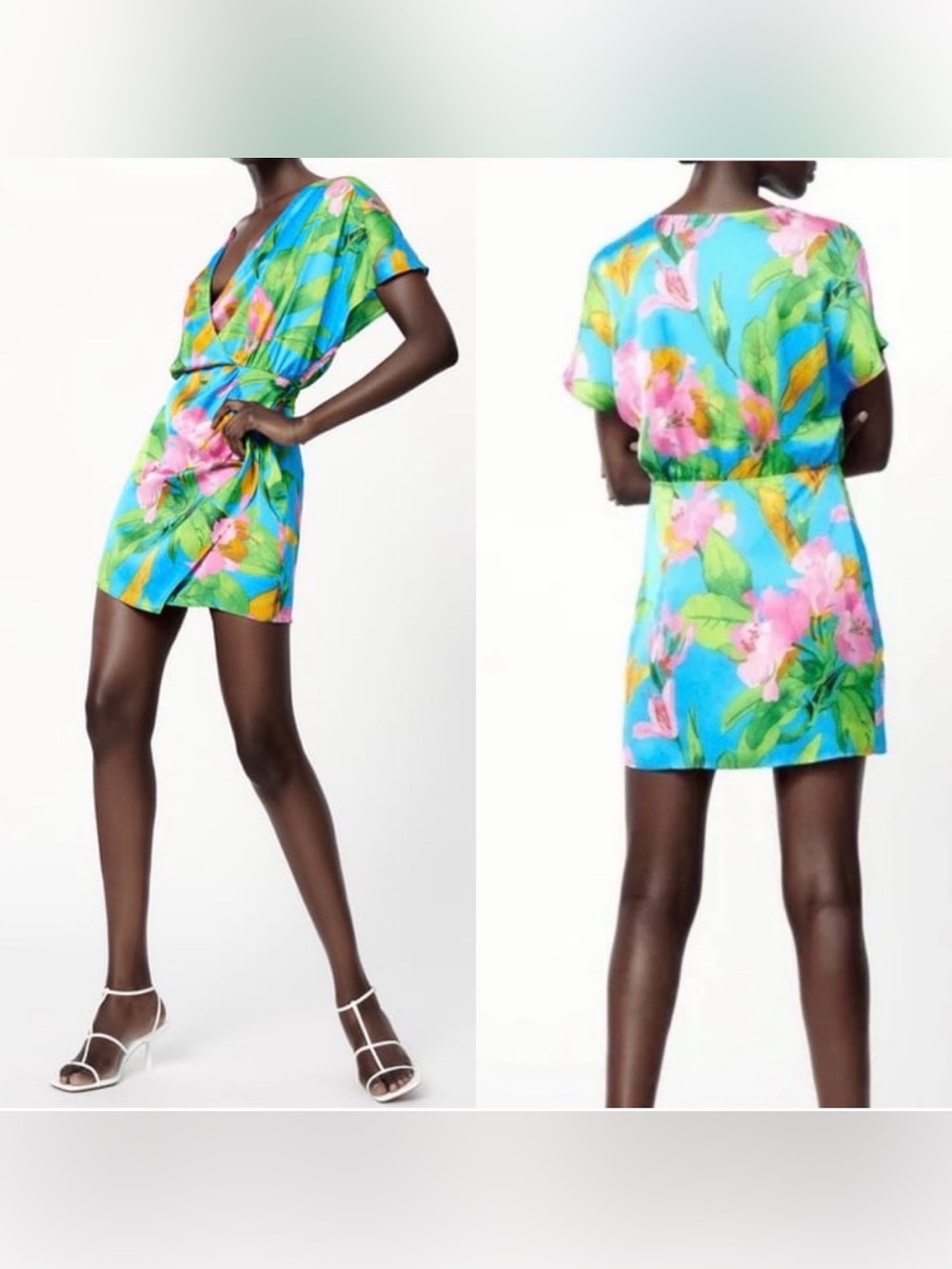 Zara Floral Print Satin Effect Dress Blogger Fave Size Medium